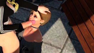 Hentai redhead gives blowjob and having sex