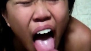 Pinay suckin cock and taking facial