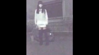 Sexy Asian CD cums in public